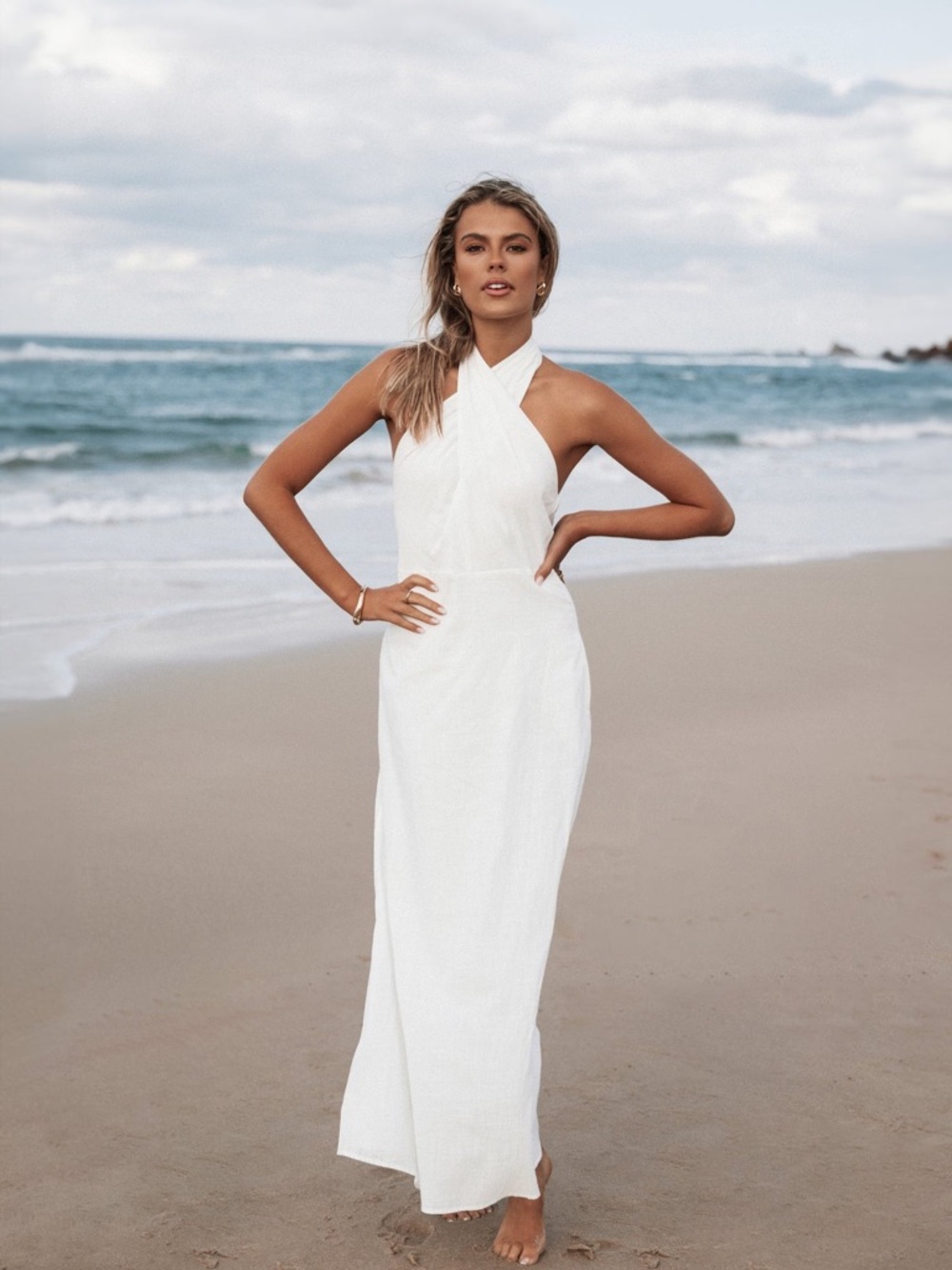 Petal & Pup Betsy Halterneck Maxi Dress | M